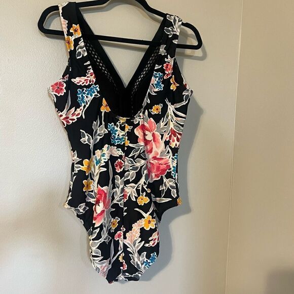 Sol Collective Bold Bloom Print One Piece Swimsuit Size 14 - Picture 6 of 9